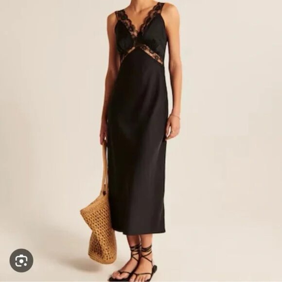 Abercrombie & Fitch Black Lace Midi Dress (Size XS) - Picture 1 of 5